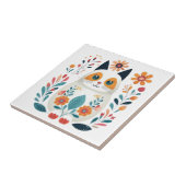 Hyge White Blume Katze Skandinavische Folklorekuns Fliese (Seite)