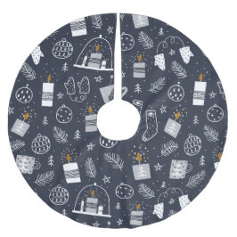 Hygee dunkelblaue, gemütliche Kerzen Fingerhut Polyester Weihnachtsbaumdecke