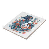 Hygge Blue Floral Seepferd Skandinavische Folklore Fliese (Seite)