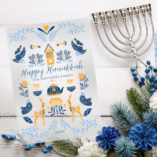 Hygge Blue   Yellow Unique Happy Hanukkah Acryleinladungen