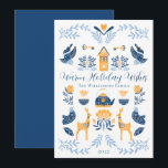 Hygge Blue | Yellow Unique Warme Holiday Wishings Feiertagskarte<br><div class="desc">Dieses einzigartige "Warm Holiday Wishings"-Design ist perfekt für Ihre Winterurlaub-Grußfreuden geeignet und bietet eine große Auswahl an Grafiken im Stil von Hygge,  die in einem gemütlichen und fröhlichen Muster angeordnet sind. Composite Design von Holiday Hearts Designs.</div>