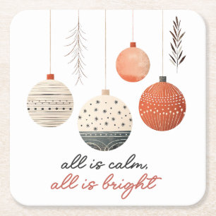 Hygge Christmas Baubles Rechteckiger Pappuntersetzer