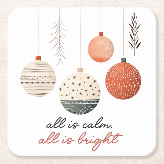 Hygge Christmas Baubles Rechteckiger Pappuntersetzer (Vorderseite)