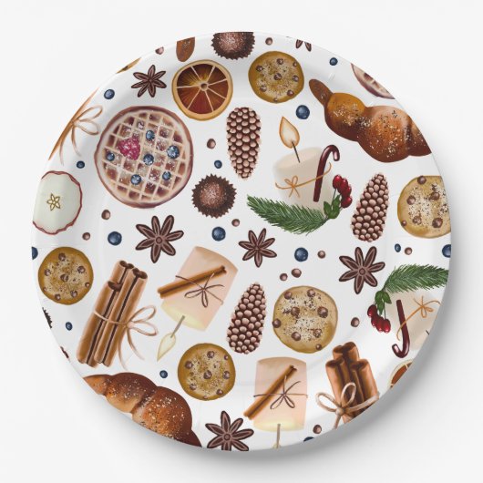 Hygge Christmas Cookie Pattern Pappteller (Vorderseite)