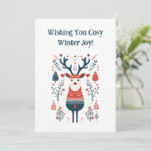 Hygge Christmas Deer Design - skandinavisch Inspir Dankeskarte (Stehend Vorderseite)