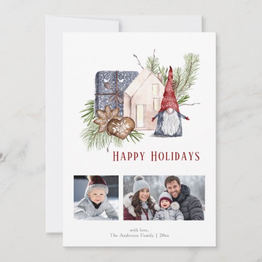 Hygge Christmas Gnome Nordic Holidays Fotokarte Ankündigung (Vorderseite)
