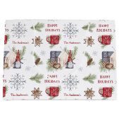 Hygge Christmas Gnome Nordic Holidays Name Große Geschenktüte (Vorderseite)