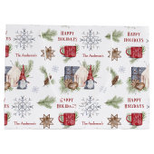 Hygge Christmas Gnome Nordic Holidays Name Große Geschenktüte (Rückseite)