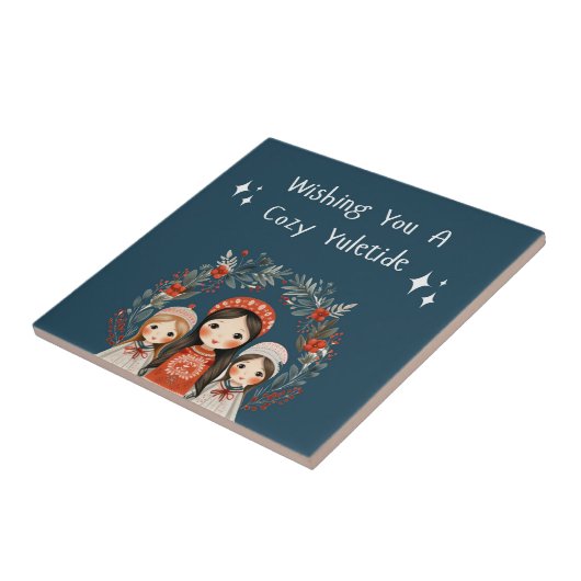 Hygge Christmas Mother and Daughters Wreath Fliese (Seite)