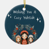 Hygge Christmas Mother and Daughters Wreath Keramik Ornament (Vorne)