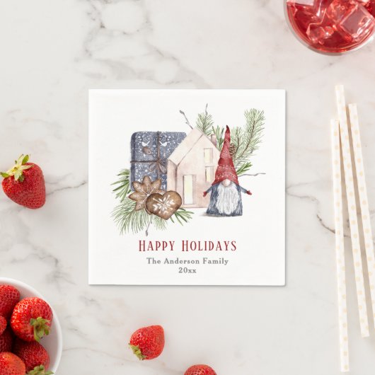 Hygge Christmas Niedlich Gnome Nordic Holidays Serviette (Beispiel)