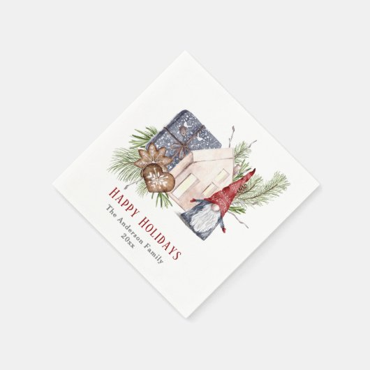 Hygge Christmas Niedlich Gnome Nordic Holidays Serviette (Ecke)