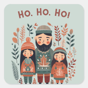 Hygge Christmas Scandinavian Cozy Family Quadratischer Aufkleber
