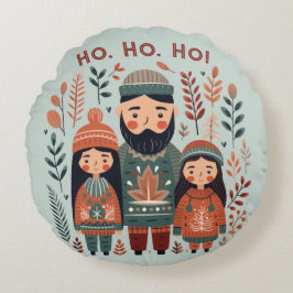 Hygge Christmas Scandinavian Cozy Family Rundes Kissen