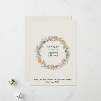 Hygge Christmas Wreath Card — Holiday Greetings Feiertagskarte