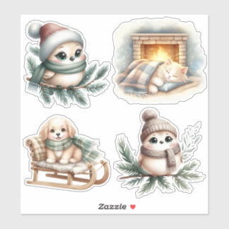 Hygge Cottagecore gemütlicher Winter Vinyl Aufkleb Aufkleber