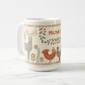 Hygge Folk Art Animals Individuelle Name Kaffeetasse (Vorderseite Links)