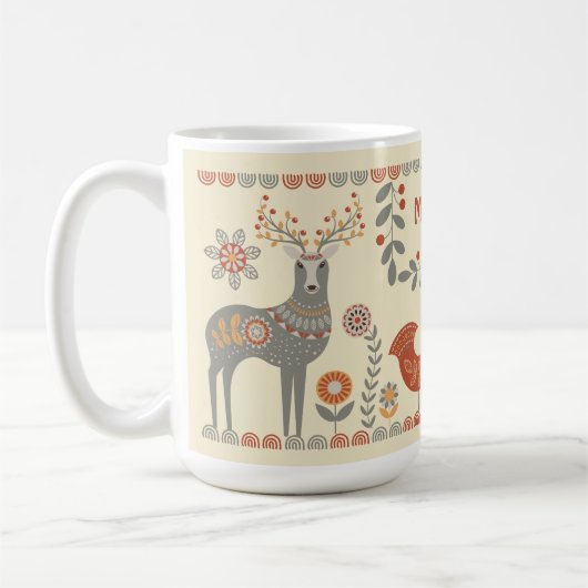 Hygge Folk Art Animals Individuelle Name Kaffeetasse (Links)