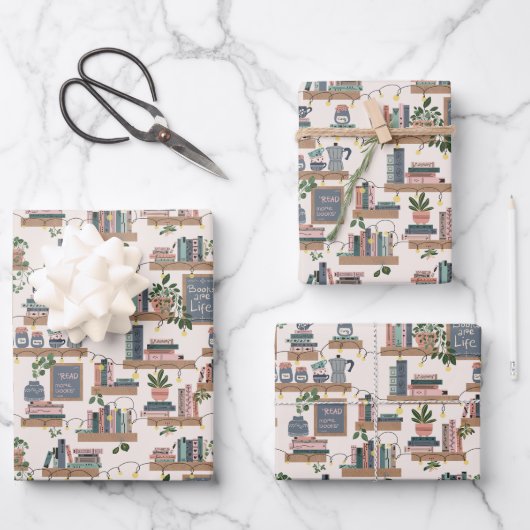 Hygge Gemütliche Bücher Ecke Geschenkpapier Set (Vorderseite)