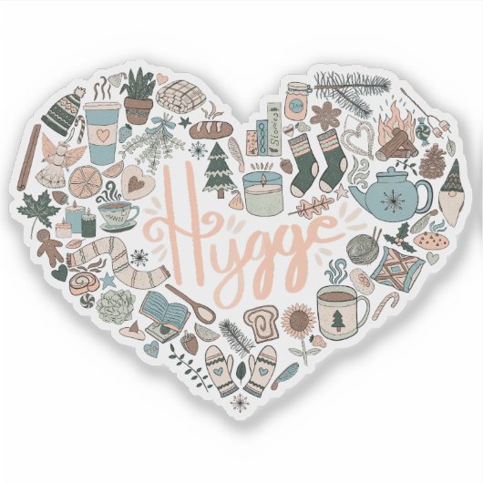 Hygge Heart Sticker (Vorderseite)