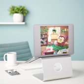 Hygge Igel Aufkleber (Laptop auf Schreibtisch)