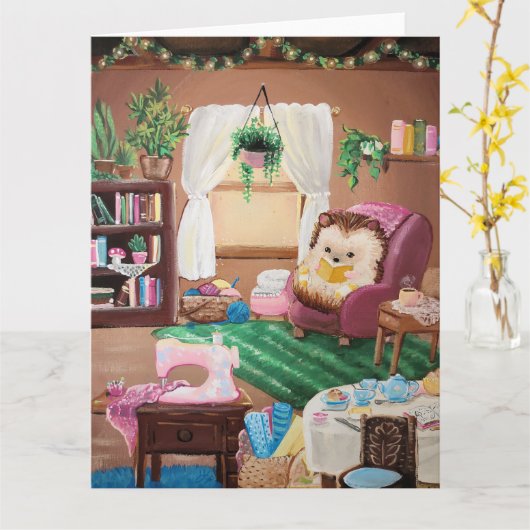 Hygge Igel Karte (Gelbe Blume)