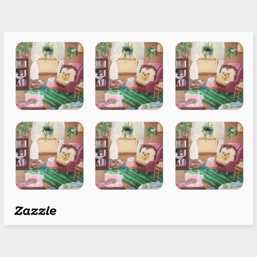 Hygge Igel Quadratischer Aufkleber (Blatt)