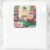 Hygge Igel Quadratischer Aufkleber (Tasche)