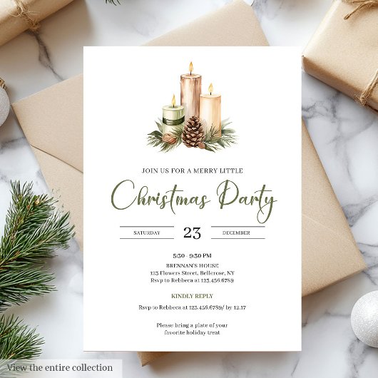 Hygge Minimal Sage Green Nordic Christmas Party Einladung