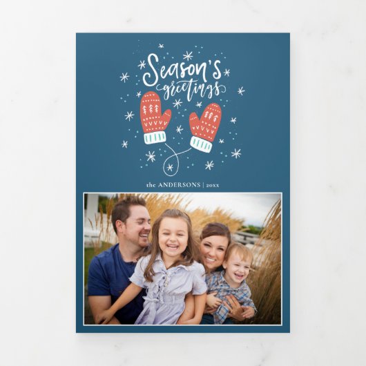 Hygge Mittens Tri Fold Weihnachtsfeiertag Dreifach Gefaltete Karte (Cover)