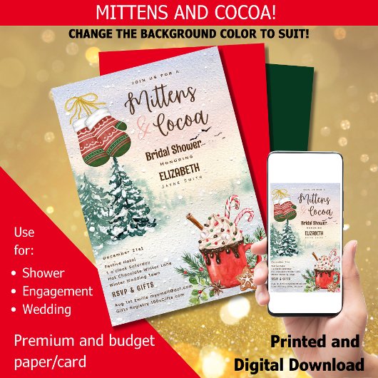 Hygge Mittens und Cocoa Winter Brautparty Einladung