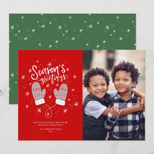 Hygge Mittens Weihnachts-Flat Card Feiertagskarte (Vorne/Hinten)