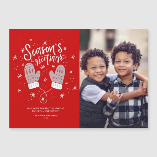 Hygge Mittens Weihnachtsfeiertag Magnetkarte (Vorderseite)