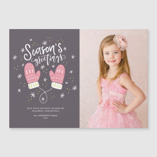 Hygge Mittens Weihnachtsfeiertag Magnetkarte (Vorderseite)