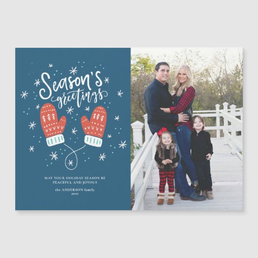 Hygge Mittens Weihnachtsfeiertag Magnetkarte (Vorderseite)