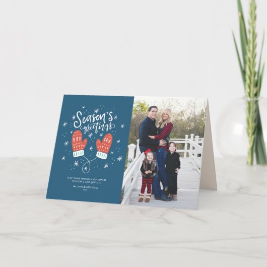 Hygge Mittens Weihnachtskarte Faltkarte Feiertagskarte (Vorderseite)