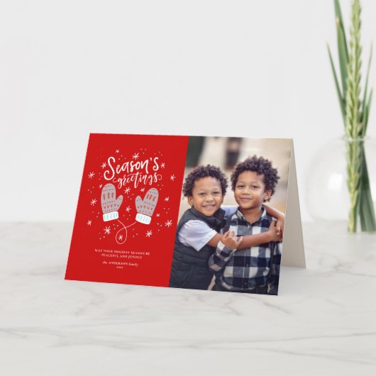 Hygge Mittens Weihnachtskarte Faltkarte Feiertagskarte (Vorderseite)