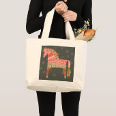 Hygge Pferd mit Schneeflocken und Hearts Tote Bag Jumbo Stoffbeutel (Vorderseite (Produkt))