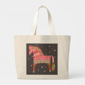 Hygge Pferd mit Schneeflocken und Hearts Tote Bag Jumbo Stoffbeutel (Rückseite)