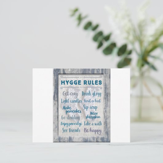 Hygge Rules Postkarte (Stehend Vorderseite)