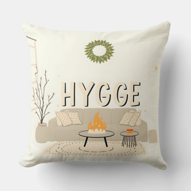 Hygge Throw Pillow | Cozy Scandinavian Home Decor Kissen (Vorderseite)