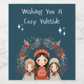 Hygge Weihnachtsmütter & Daughters-Kranz Weinetikett (Einzelnes Label)