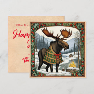 Hygge Winter Elche Ferienkarte Mitteilungskarte