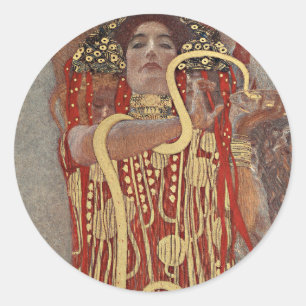 Hygieia von Gustav Klimt, Vintage Art Nouveau Runder Aufkleber