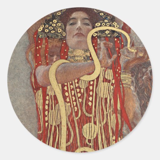 Hygieia von Gustav Klimt, Vintager Jugendstil Runder Aufkleber (Vorderseite)