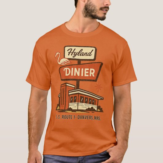 Hyland Diner Danvers, MA Retro Route 1 - Straßenve T-Shirt (Vorderseite)