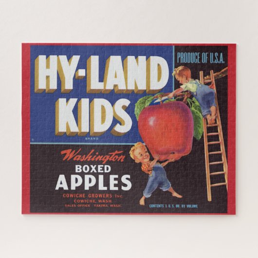 Hyland Kids Washington Apples-Label der 1950er Jah Puzzle (Horizontal)
