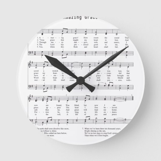 Hymn - Amazing Grace Runde Wanduhr (Vorderseite)