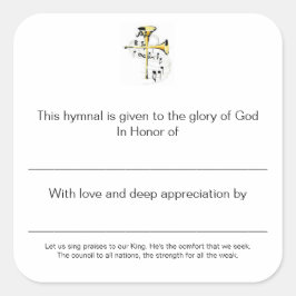 Hymnale Teller zu Ehren der Quadratischer Aufkleber