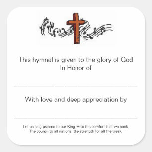 Hymnale Teller zu Ehren der Quadratischer Aufkleber